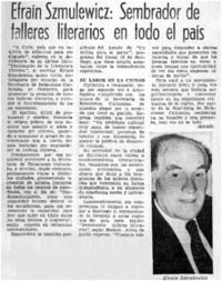 Efraín Szmulewicz: sembrador de talleres literarios en todo el país Efraín Szmulewicz: sembrador de talleres literarios en todo el país