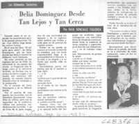 Delia Domínguez desde tan lejos y tan cerca Delia Domínguez desde tan lejos y tan cerca