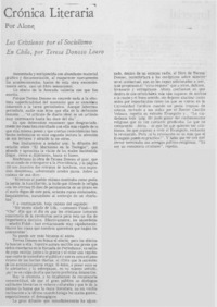Los cristianos por el socialismo en Chile, por Teresa Donoso Loero Los cristianos por el socialismo en Chile, por Teresa Donoso Loero