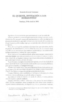 El Quijote, invitación a los horizontes El Quijote, invitación a los horizontes