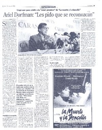 Ariel Dorfman, "Les pido que se reconozcan" Ariel Dorfman, "Les pido que se reconozcan"