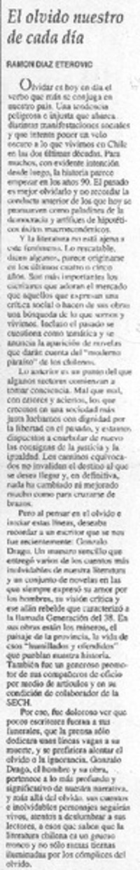 El olvido nuestro de cada día El olvido nuestro de cada día