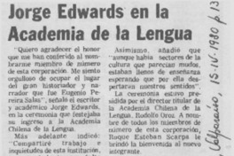 Jorge Edwards en la Academia de la Lengua. Jorge Edwards en la Academia de la Lengua.