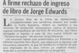 A firme rechazo de ingreso de libro de Jorge Edwards. A firme rechazo de ingreso de libro de Jorge Edwards.