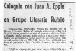 Coloquio con Juan A. Epple en Grupo Literario Ñuble Coloquio con Juan A. Epple en Grupo Literario Ñuble