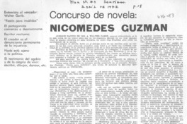 Concurso de novela: Nicomedes Guzmán. Concurso de novela: Nicomedes Guzmán.