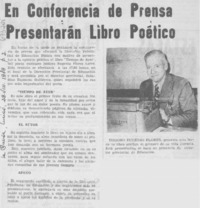 En conferencia de prensa presentarán libro poético. En conferencia de prensa presentarán libro poético.