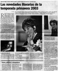 Las novedades literarias de la temporada primavera 2003 Las novedades literarias de la temporada primavera 2003
