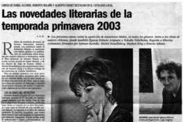 Las novedades literarias de la temporada primavera 2003 Las novedades literarias de la temporada primavera 2003