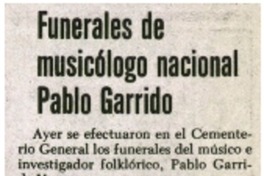 Funerales de musicólogo nacional Pablo Garrido. Funerales de musicólogo nacional Pablo Garrido.