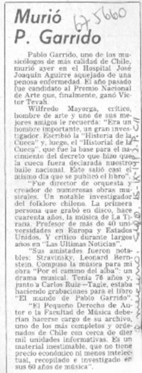Murió P. Garrido. Murió P. Garrido.