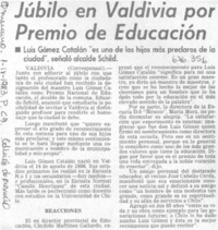 Júbilo en Valdivia por premio de educación. Júbilo en Valdivia por premio de educación.