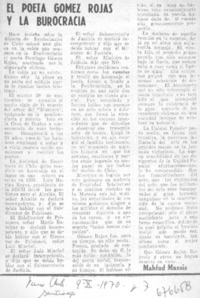 El poeta Gómez Rojas y la burocracia El poeta Gómez Rojas y la burocracia