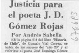 Justicia para el poeta J. D. Gómez Rojas Justicia para el poeta J. D. Gómez Rojas