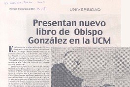 Presentan nuevo libro de Obispo González en la UCM Presentan nuevo libro de Obispo González en la UCM
