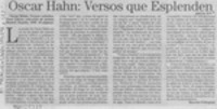 Oscar Hahn, versos que esplenden Oscar Hahn, versos que esplenden