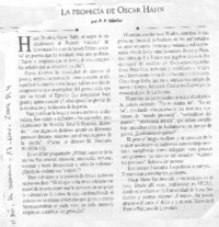 La Profecía de Oscar Hahn La Profecía de Oscar Hahn