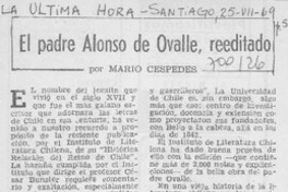 El padre Alonso de Ovalle, reeditado El padre Alonso de Ovalle, reeditado