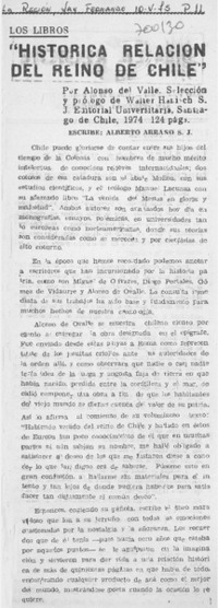 Histórica relación del reino de Chile". Histórica relación del reino de Chile".