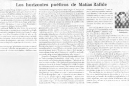 Los horizontes poéticos de Matías Rafide Los horizontes poéticos de Matías Rafide