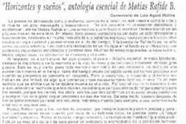 "Horizontes y sueños", antología esencial de Matías Rafide B. "Horizontes y sueños", antología esencial de Matías Rafide B.
