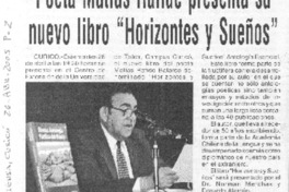 Poeta Matías Rafide presenta su nuevo libro "Horizontes y sueños" Poeta Matías Rafide presenta su nuevo libro "Horizontes y sueños"