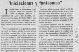 "Iniciaciones y fantasmas" "Iniciaciones y fantasmas"