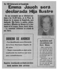 Emma Jauch será declarada Hija Ilustre Emma Jauch será declarada Hija Ilustre