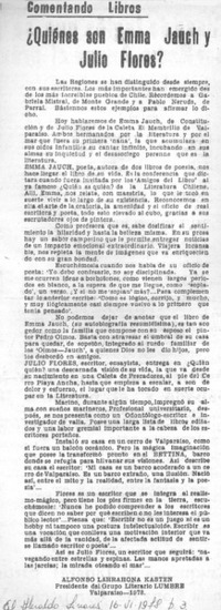 ¿Quiénes son Emma Jauch y Julio Flores? ¿Quiénes son Emma Jauch y Julio Flores?