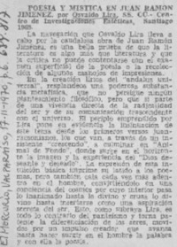 Poesía y mística en Juan Ramón Jiménez. Poesía y mística en Juan Ramón Jiménez.