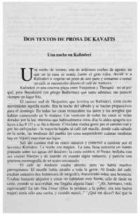 Dos Textos de prosa de Kavafis Dos Textos de prosa de Kavafis