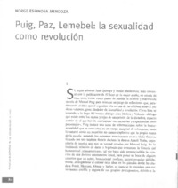 Puig, Paz, Lemebel: la sexualidad como revolución Puig, Paz, Lemebel: la sexualidad como revolución