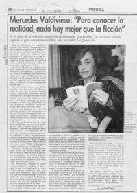 Mercedes Valdivieso, "Para conocer la realidad, nada hay mejor que la ficción" Mercedes Valdivieso, "Para conocer la realidad, nada hay mejor que la ficción"