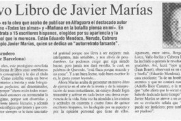Nuevo libro de Javier Marías Nuevo libro de Javier Marías