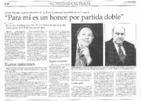 "Para mí es un honor por partida doble" "Para mí es un honor por partida doble"