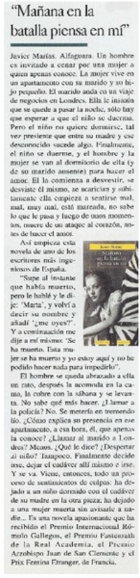 "Mañana en la batalla piensa en mí" "Mañana en la batalla piensa en mí"