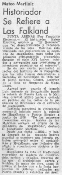 Historiador se refiere a Las Falkland. Historiador se refiere a Las Falkland.