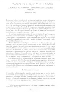 El sentido religioso en la poesía de Juan Antonio Massone El sentido religioso en la poesía de Juan Antonio Massone