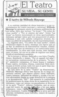 El teatro de Wilfredo Mayorga El teatro de Wilfredo Mayorga