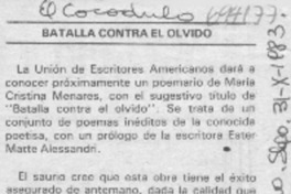 Batalla contra el olvido. Batalla contra el olvido.