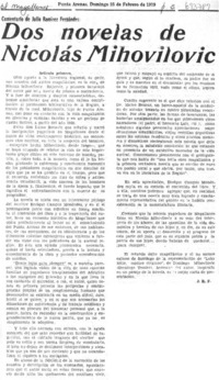 Dos novelas de Nicolás Mihovilovic Dos novelas de Nicolás Mihovilovic