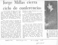 Jorge Millas cierra ciclo de conferencias. Jorge Millas cierra ciclo de conferencias.
