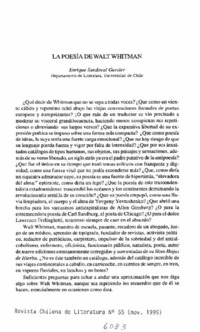 La poesía de Walt Whitman La poesía de Walt Whitman