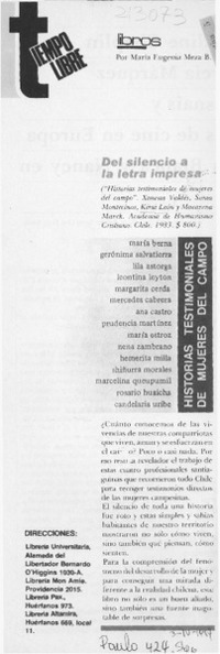 Del silencio a la letra impresa Del silencio a la letra impresa