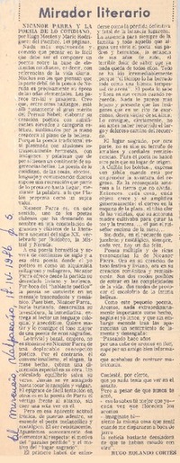 Nicanor Parra y la poesía de lo cotidiano Nicanor Parra y la poesía de lo cotidiano