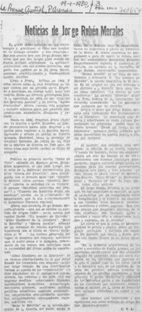 Noticias de Jorge Rubén Morales Noticias de Jorge Rubén Morales