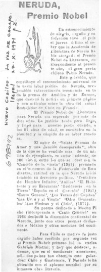 Neruda, Premio Nobel. Neruda, Premio Nobel.