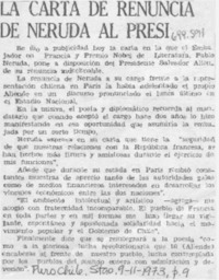 La Carta de renuncia de Neruda al presi. La Carta de renuncia de Neruda al presi.