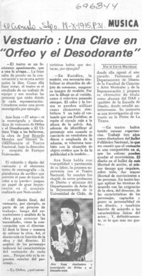 Vestuario, una clave en "Orfeo y el desodorante" Vestuario, una clave en "Orfeo y el desodorante"