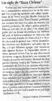 Un siglo de "Raza chilena" Un siglo de "Raza chilena"